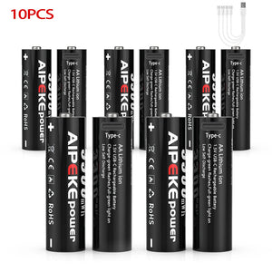 Piles rechargeables au lithium USB type - C 1,5 V 3300 mWh "AIPEKE - AA" - Planète Rando