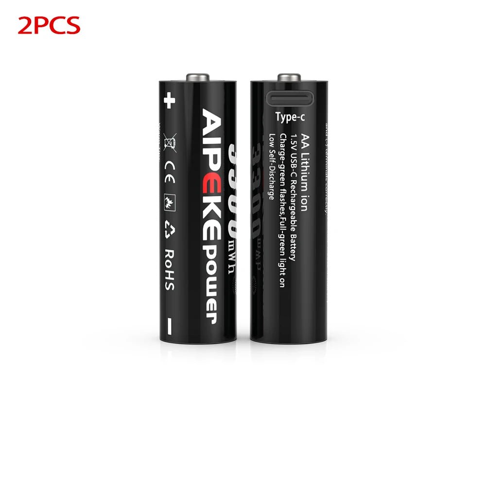 Piles rechargeables au lithium USB type - C 1,5 V 3300 mWh "AIPEKE - AA" - Planète Rando