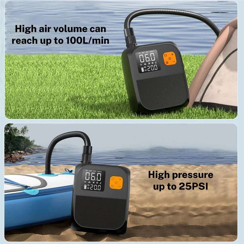 Pompe électrique à écran tactile 8000 mAh, 20 PSI pour kayaks, tentes gonflables et autres équipements "CYCLAMI - Air Pump" - Planète Rando