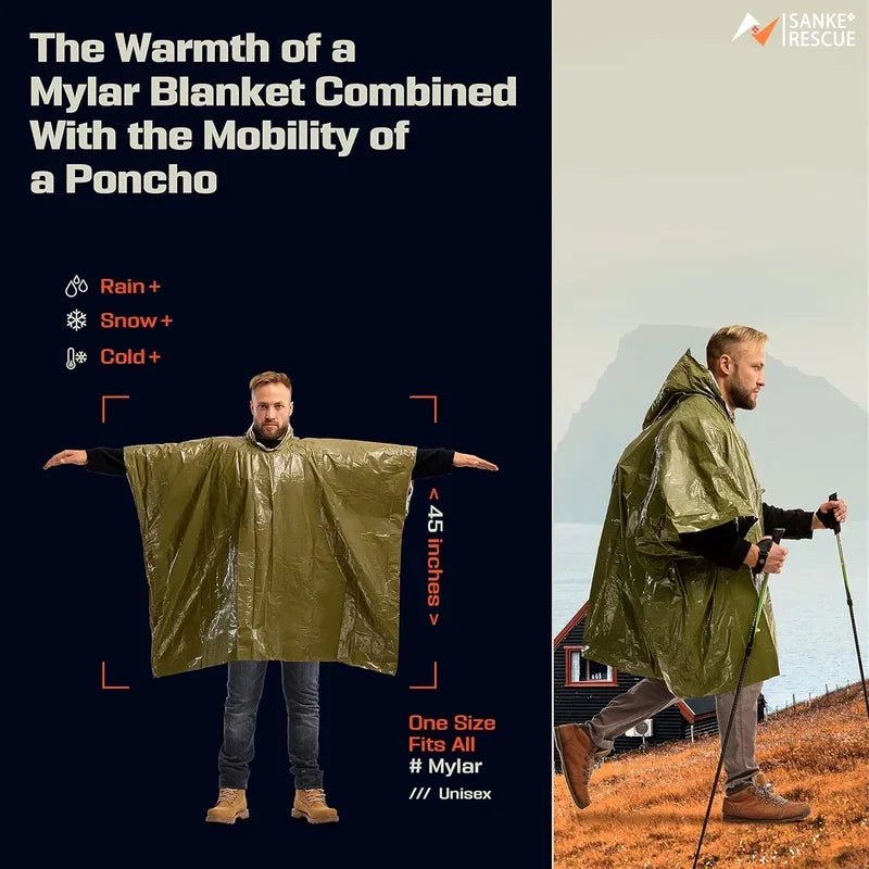Poncho de survie avec isolation thermique "Sanke Rescue - Emergency poncho" - Planète Rando