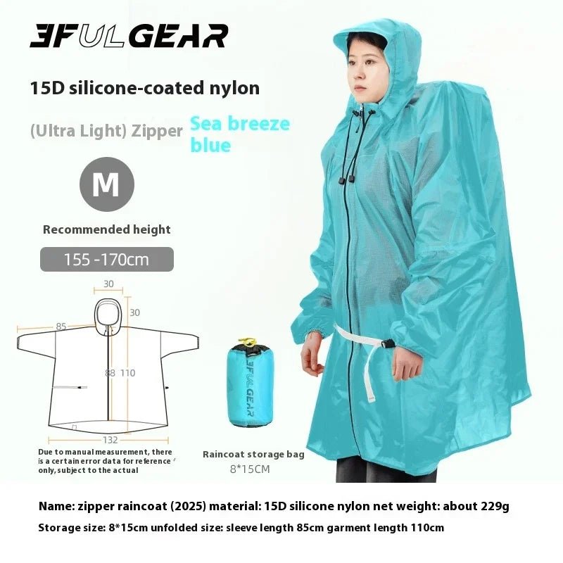 Poncho / tarp imperméable à fermeture éclair ultra - léger "3F UL GEAR - Rain poncho" - Planète Rando