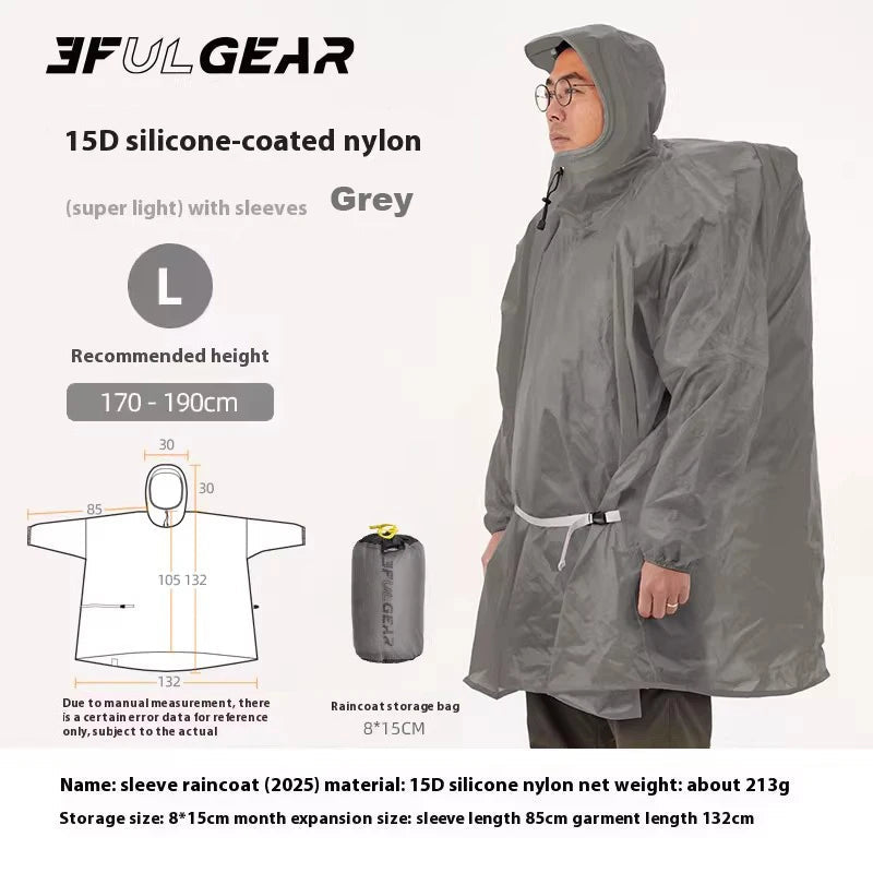 Poncho / tarp imperméable à fermeture éclair ultra - léger "3F UL GEAR - Rain poncho" - Planète Rando