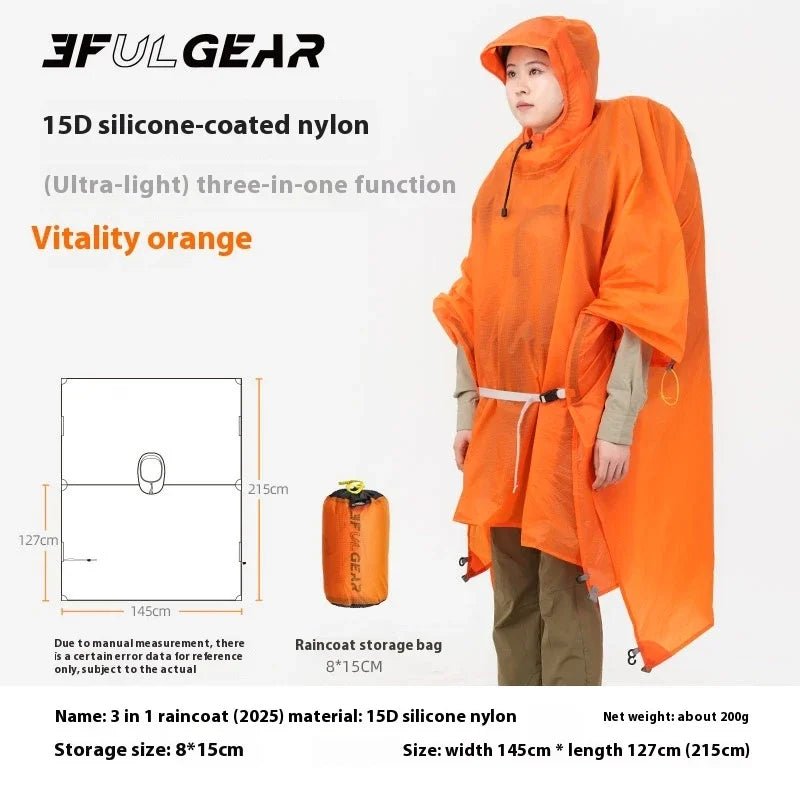 Poncho / tarp imperméable à fermeture éclair ultra - léger "3F UL GEAR - Rain poncho" - Planète Rando