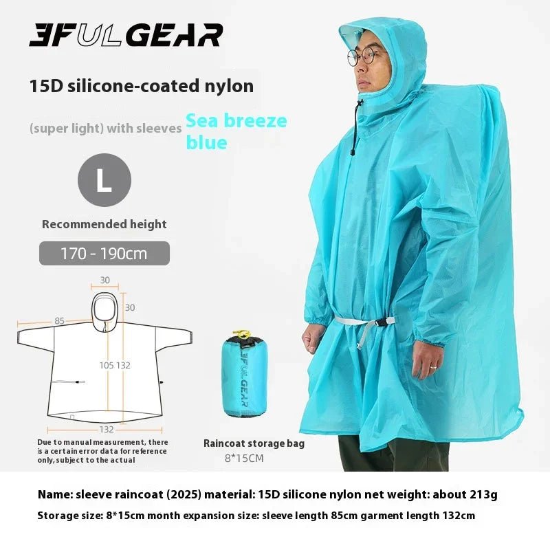 Poncho / tarp imperméable à fermeture éclair ultra - léger "3F UL GEAR - Rain poncho" - Planète Rando