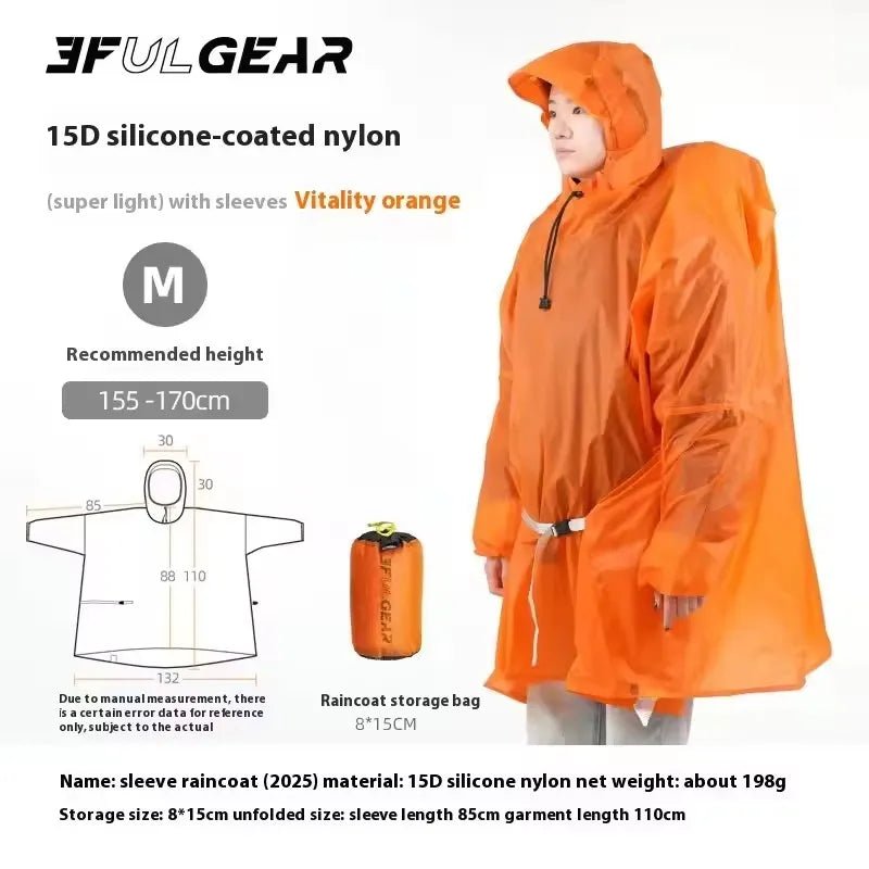 Poncho / tarp imperméable à fermeture éclair ultra - léger "3F UL GEAR - Rain poncho" - Planète Rando