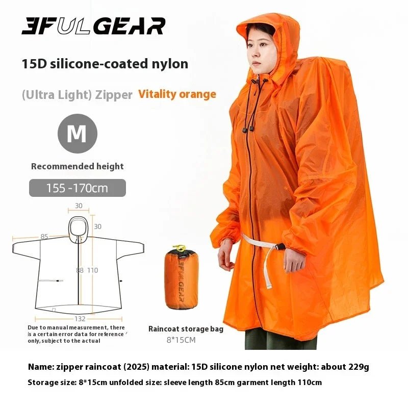 Poncho / tarp imperméable à fermeture éclair ultra - léger "3F UL GEAR - Rain poncho" - Planète Rando