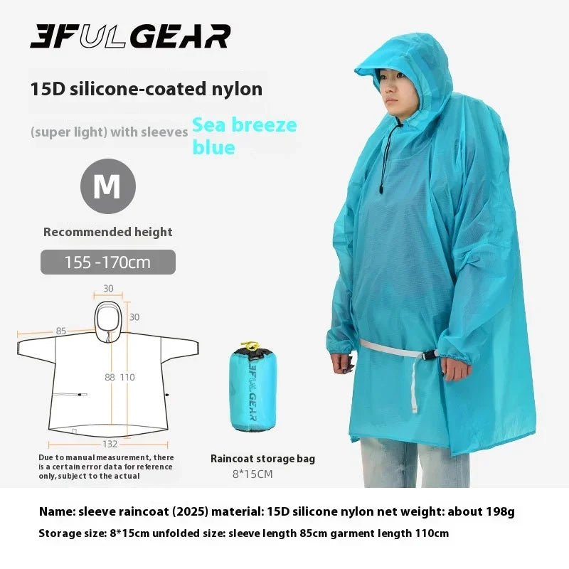 Poncho / tarp imperméable à fermeture éclair ultra - léger "3F UL GEAR - Rain poncho" - Planète Rando