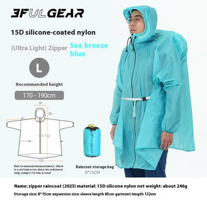 Poncho / tarp imperméable à fermeture éclair ultra - léger "3F UL GEAR - Rain poncho" - Planète Rando
