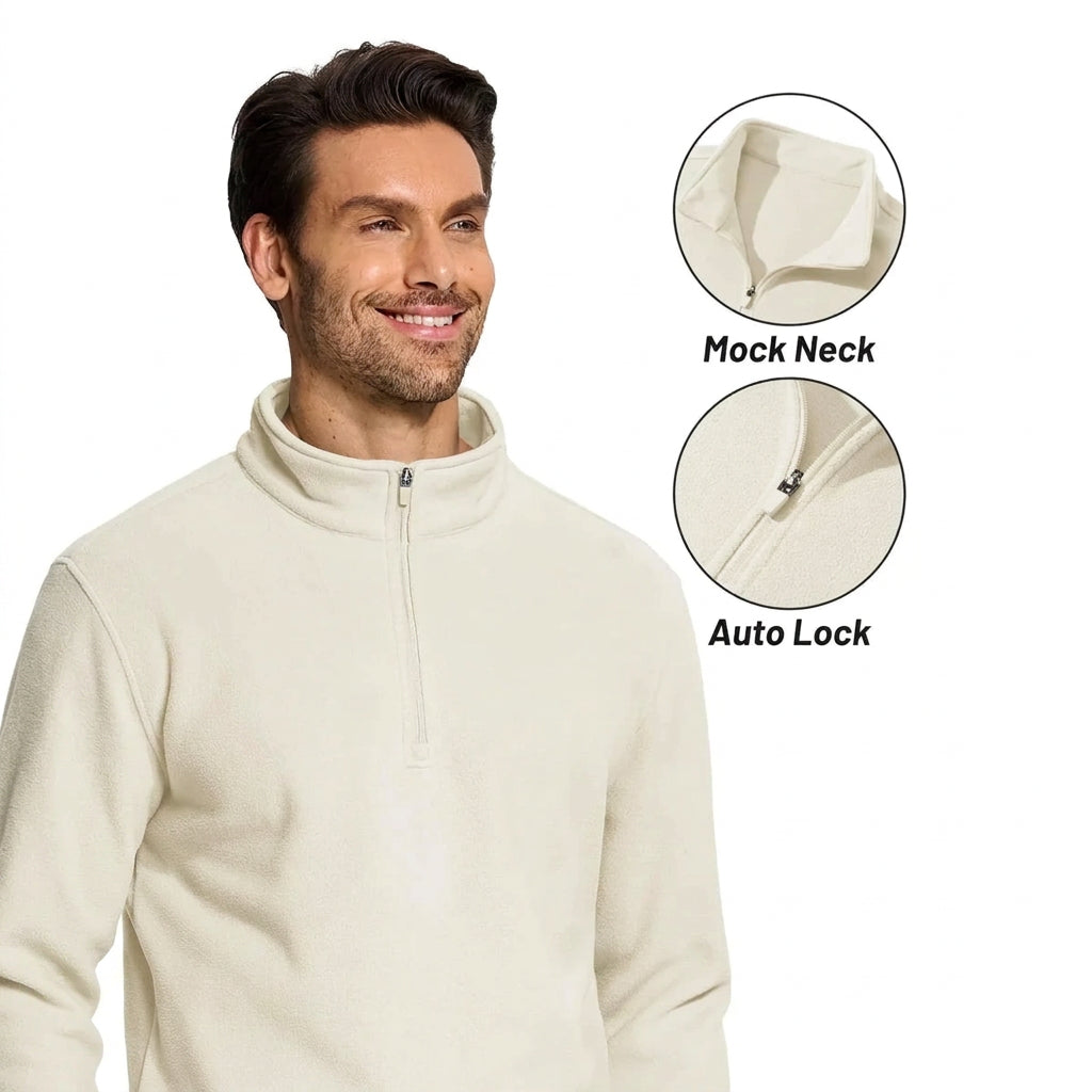 Pull thermique / sweat-shirt polaire à col zippé 1/4 pour homme "TACVASEN - TJ642" - Planète Rando