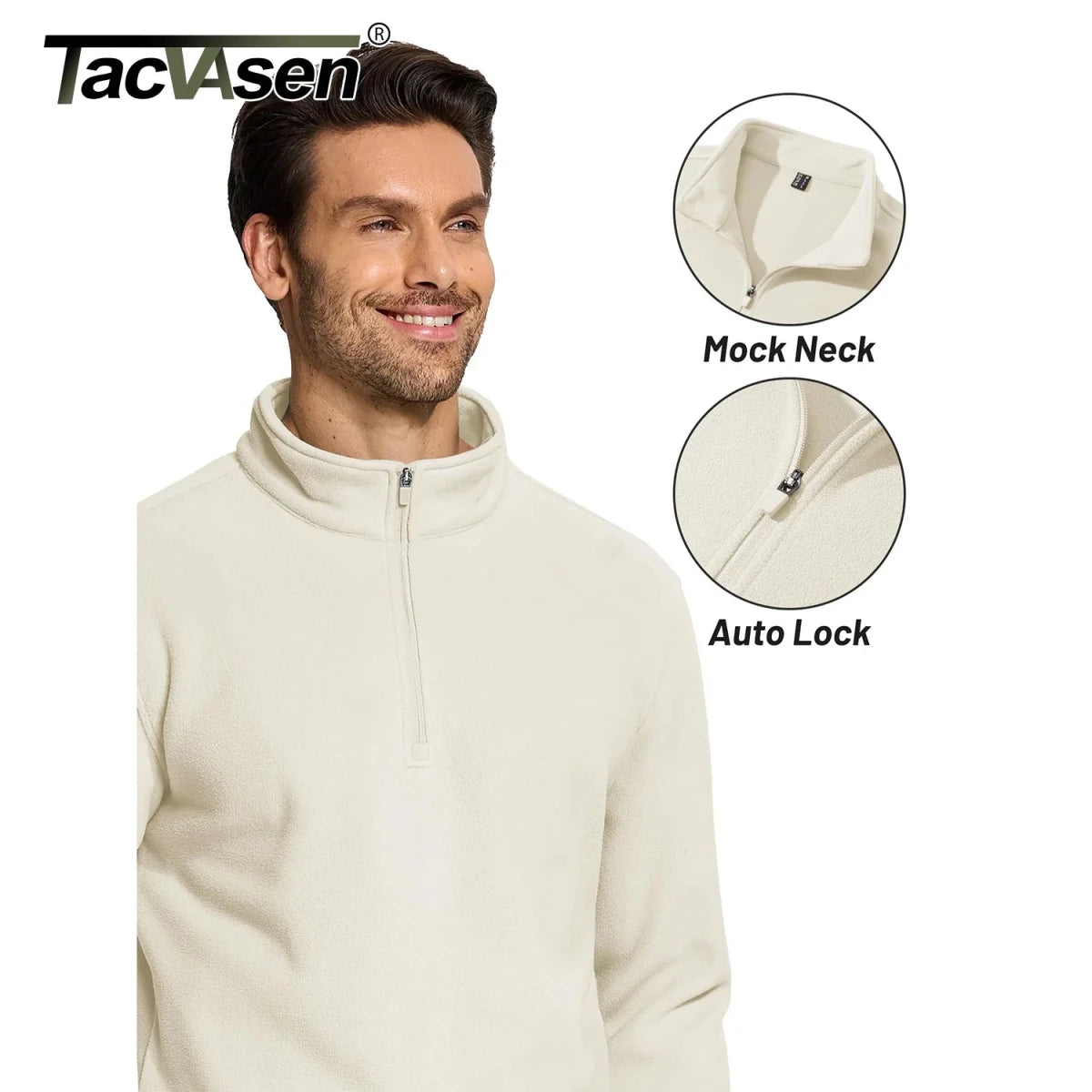 Pull thermique / sweat-shirt polaire à col zippé 1/4 pour homme "TACVASEN - TJ642" - Planète Rando