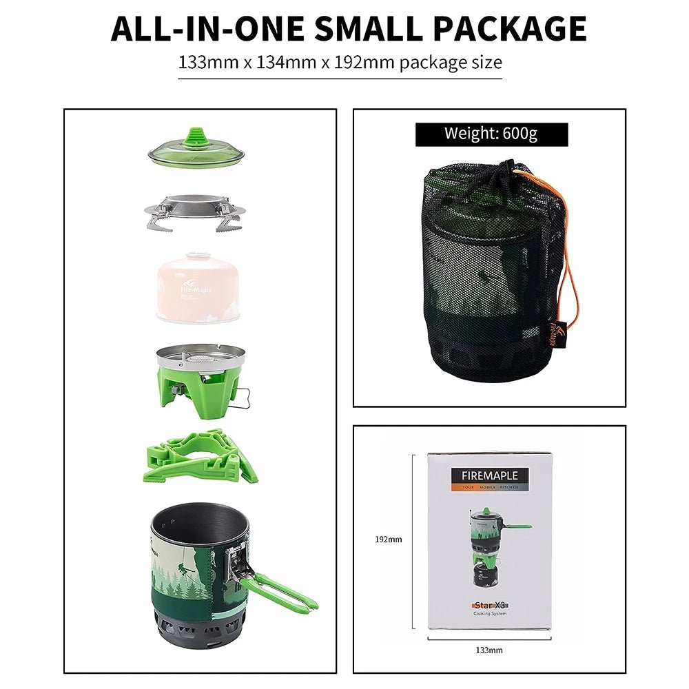 Réchaud 0,8L à gaz de camping 2200W avec allumage piézoélectrique 600g "Fire - Maple - FMS - X3" - Planète Rando