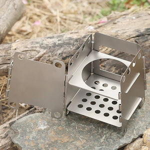Réchaud à bois pliable en titane avec mini - réchaud à alcool "Lixada - Wood Titanium Stove" - Planète Rando