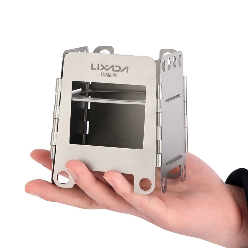 Réchaud à bois pliable en titane avec mini - réchaud à alcool "Lixada - Wood Titanium Stove" - Planète Rando