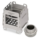 Réchaud à bois pliable en titane avec mini - réchaud à alcool "Lixada - Wood Titanium Stove" - Planète Rando
