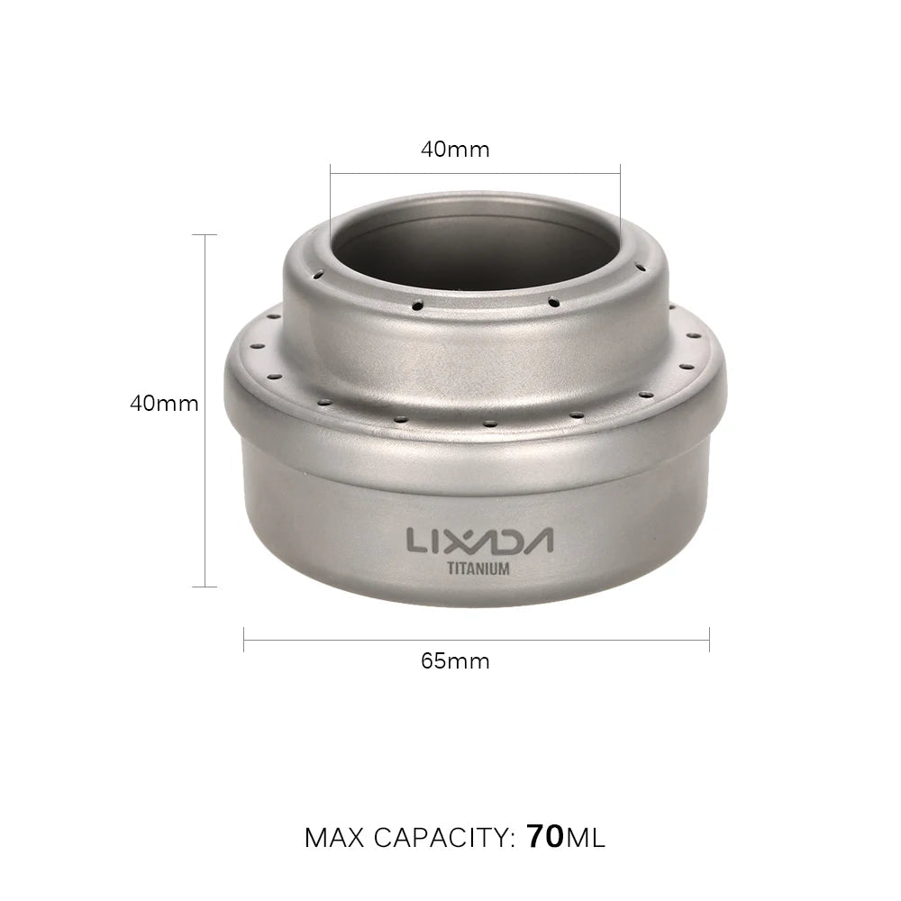 Réchaud à bois pliable en titane avec mini - réchaud à alcool "Lixada - Wood Titanium Stove" - Planète Rando