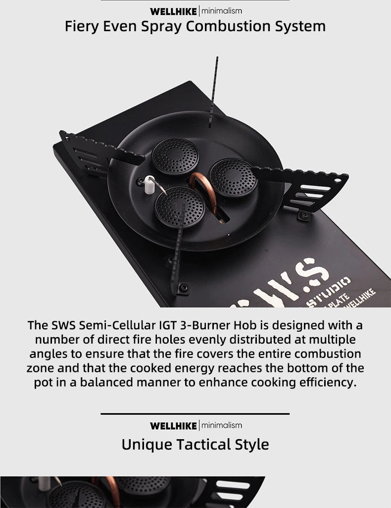 Réchaud de camping multifonctionnel pour table IGT à trois brûleurs 7500W "WELLHIKE - SWS IGNITE07" - Planète Rando
