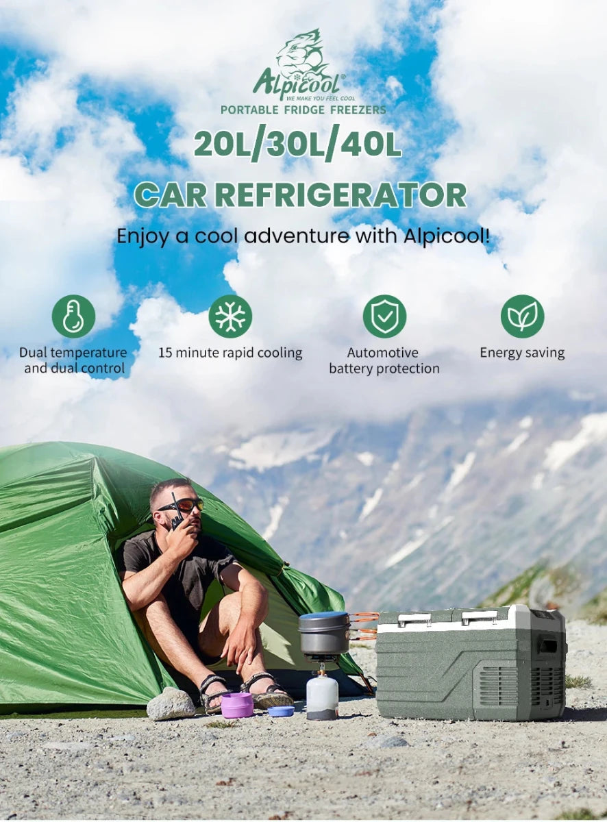 Réfrigérateur-congélateur portable 12V, compresseur 12/24V CC 100-240V "Alpicool - NLS series" - Planète Rando
