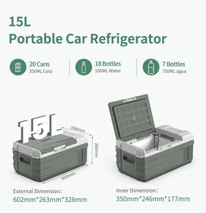 Réfrigérateur portable pour voiture, mini - réfrigérateur - congélateur 12 V CC, 100 - 240 V CA " Alpicool - NL15 15L" - Planète Rando