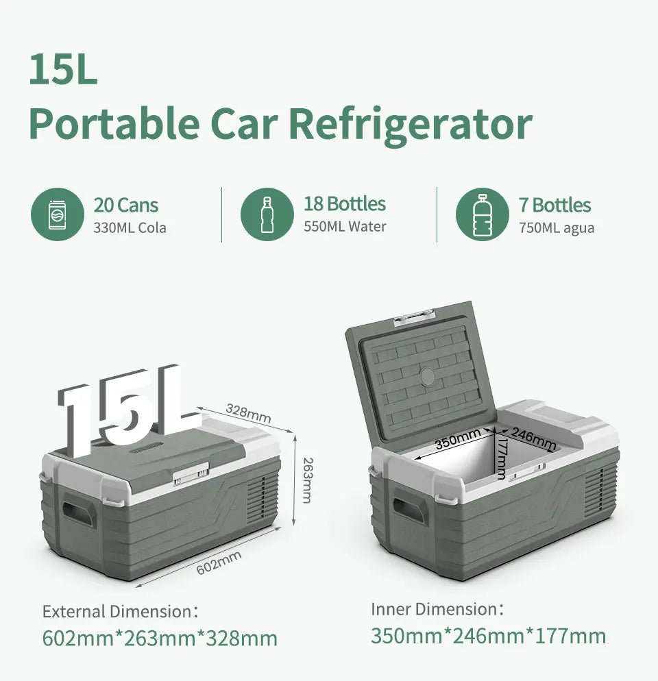 Réfrigérateur portable pour voiture, mini - réfrigérateur - congélateur 12 V CC, 100 - 240 V CA " Alpicool - NL15 15L" - Planète Rando