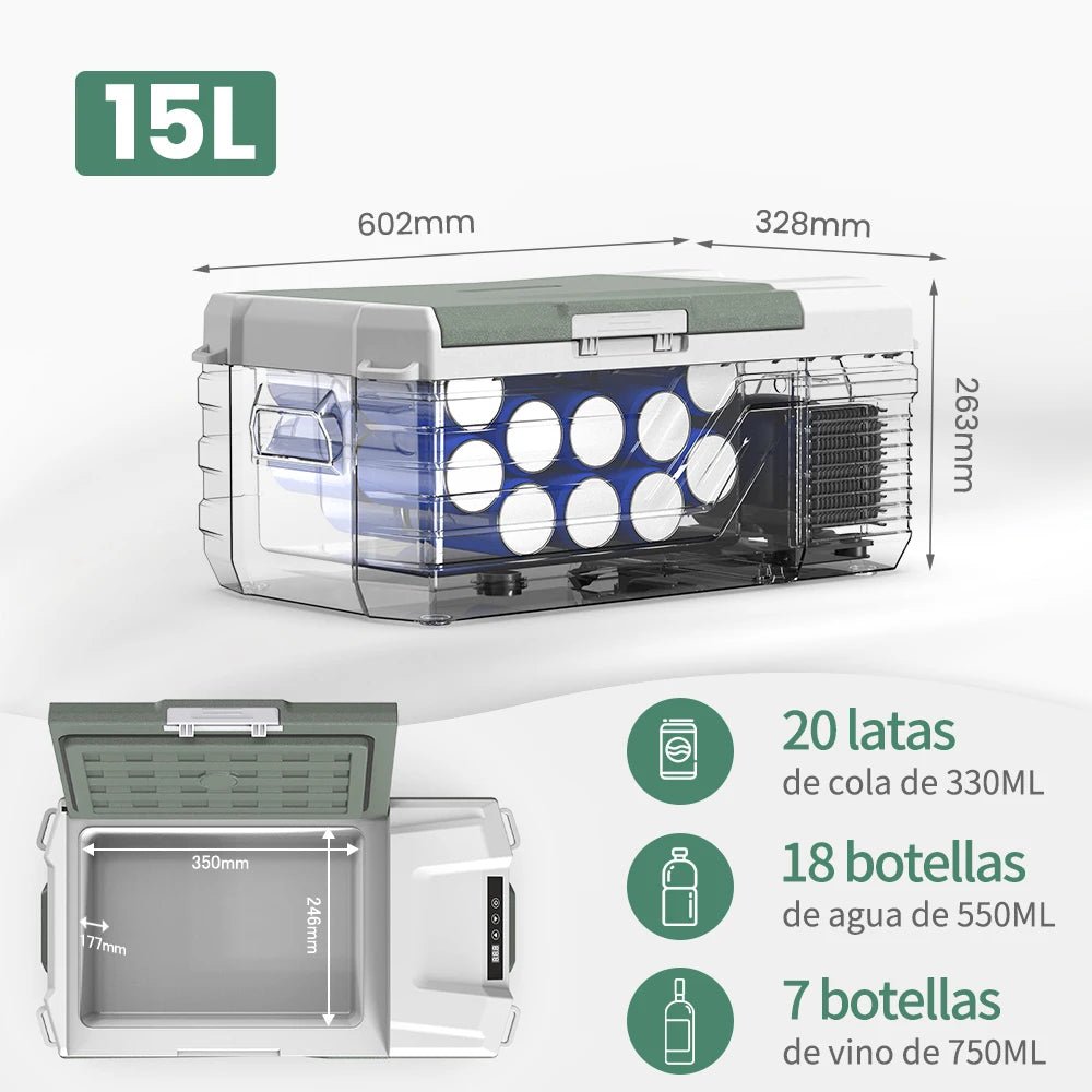 Réfrigérateur portable pour voiture, mini - réfrigérateur - congélateur 12 V CC, 100 - 240 V CA " Alpicool - NL15 15L" - Planète Rando