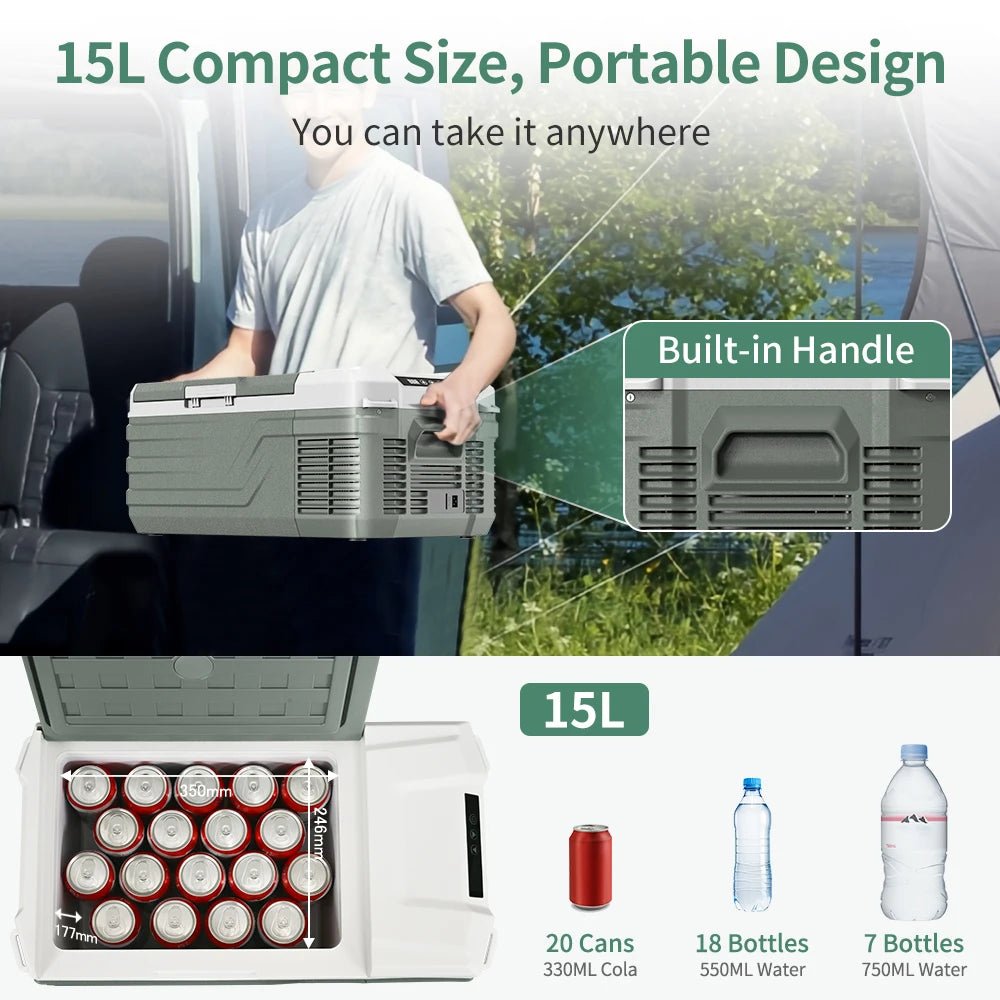 Réfrigérateur portable pour voiture, mini - réfrigérateur - congélateur 12 V CC, 100 - 240 V CA " Alpicool - NL15 15L" - Planète Rando