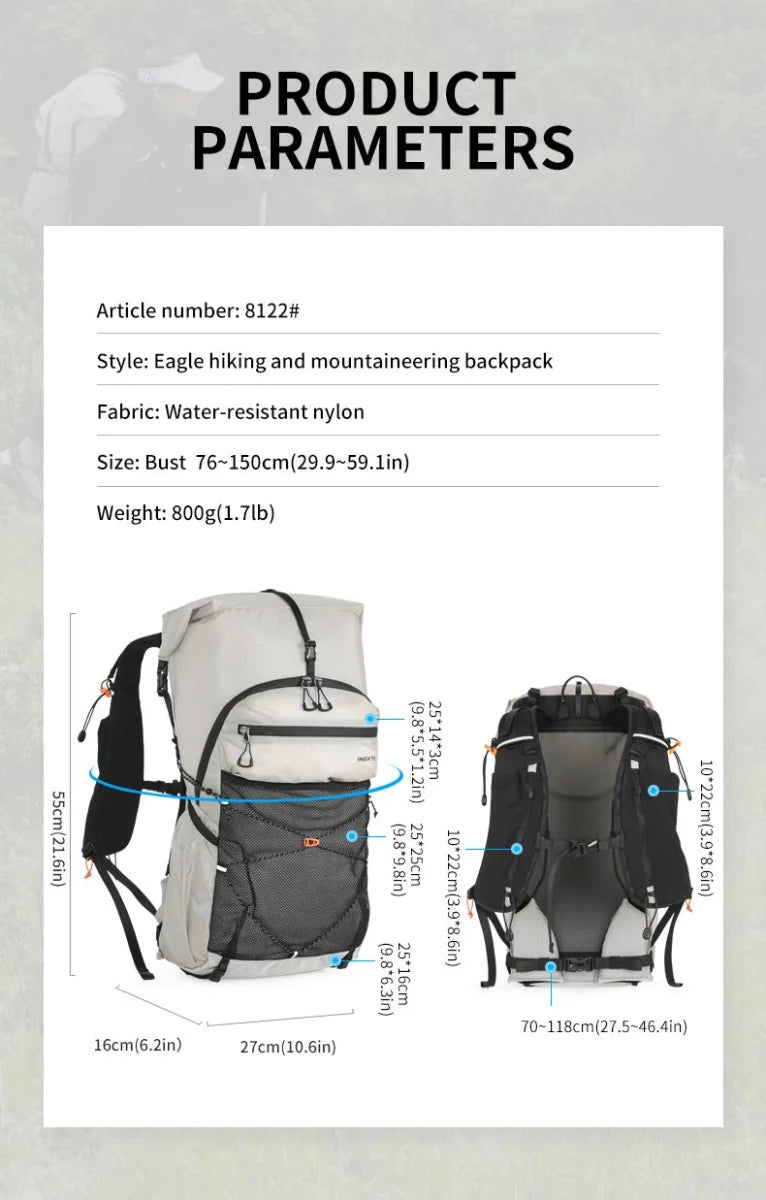 Sac à dos de randonnée / trail ultralight avec housse imperméable 800g "Outdoor Inoxto - Tellus 30L" - Planète Rando