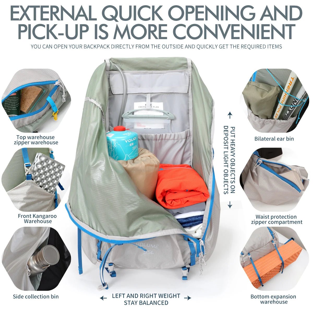 Sac à dos de randonnée / trekking ultra - léger 55L "Outdoor Inoxto - Far Avenue" - Planète Rando