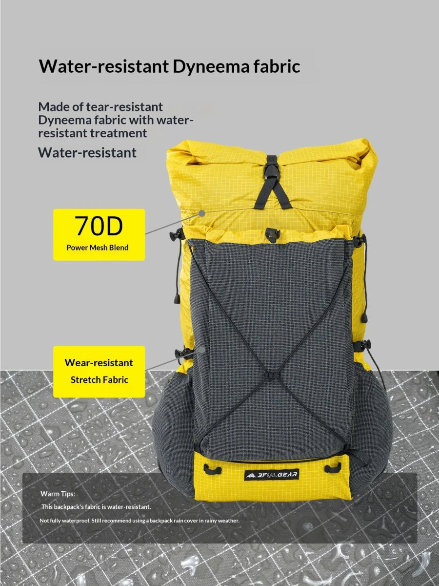 Sac à dos de randonnée ultraléger en tissu imperméable UHMWPE 700g "3F UL GEAR - TUTOR 30+10L" - Planète Rando
