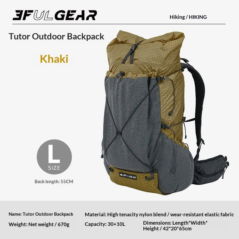 Sac à dos de randonnée ultraléger en tissu imperméable UHMWPE 700g "3F UL GEAR - TUTOR 30+10L" - Planète Rando