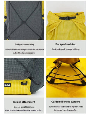 Sac à dos de randonnée ultraléger en tissu imperméable UHMWPE 700g "3F UL GEAR - TUTOR 30+10L" - Planète Rando