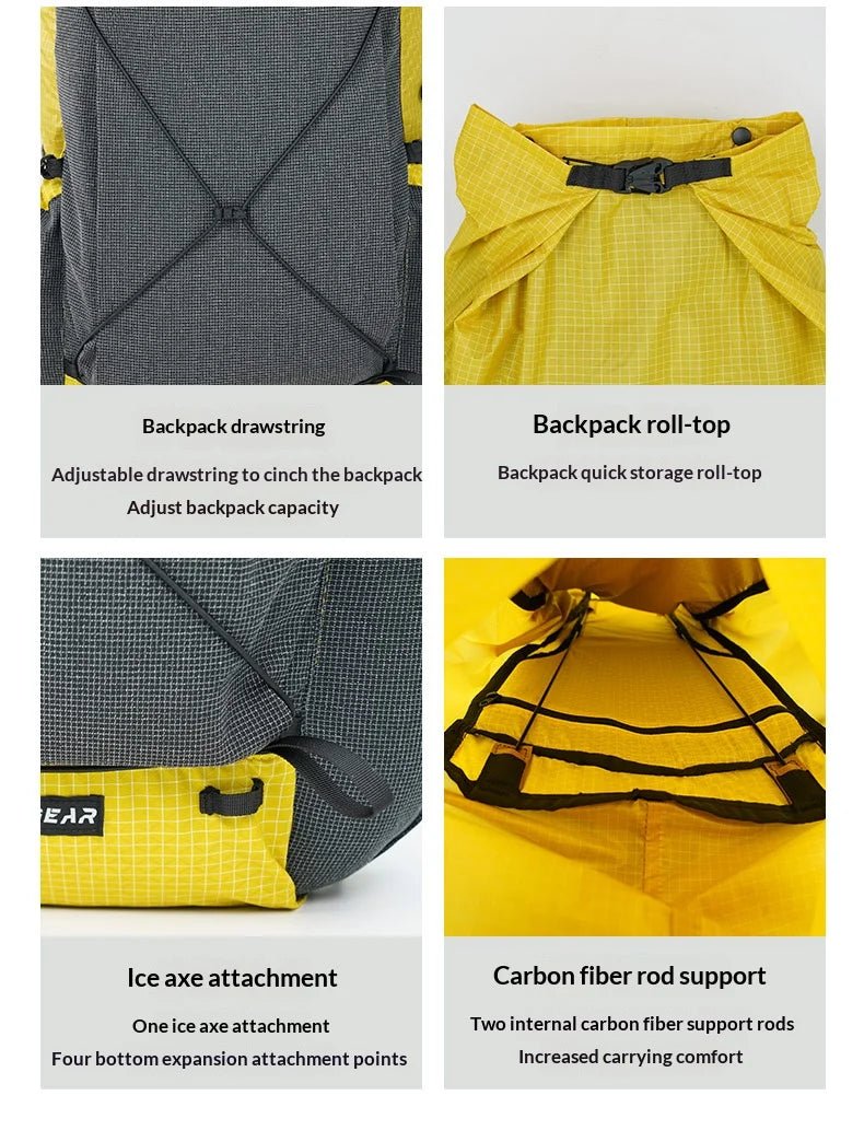 Sac à dos de randonnée ultraléger en tissu imperméable UHMWPE 700g "3F UL GEAR - TUTOR 30+10L" - Planète Rando