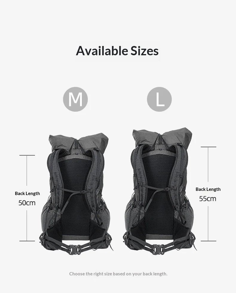 Sac à dos de randonnée ultraléger en tissu imperméable UHMWPE 700g "3F UL GEAR - TUTOR 30+10L" - Planète Rando