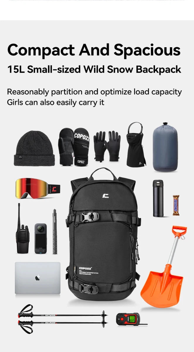 Sac à dos de ski multifonctionnel avec technologie Cordura & Snow Field Armor 15L "COPOZZ - HXB - 250001" - Planète Rando