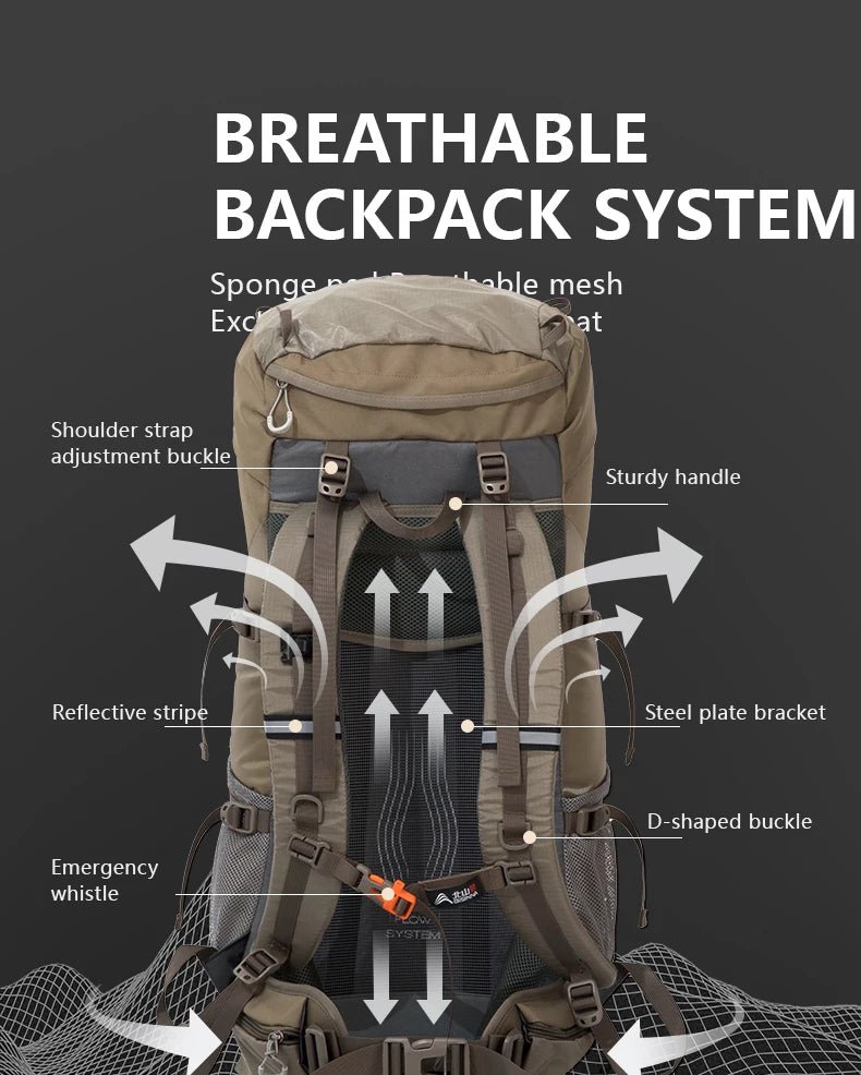 Sac à dos de trekking 1,58 kg avec housse de pluie 70L "BISINNA - B042" - Planète Rando
