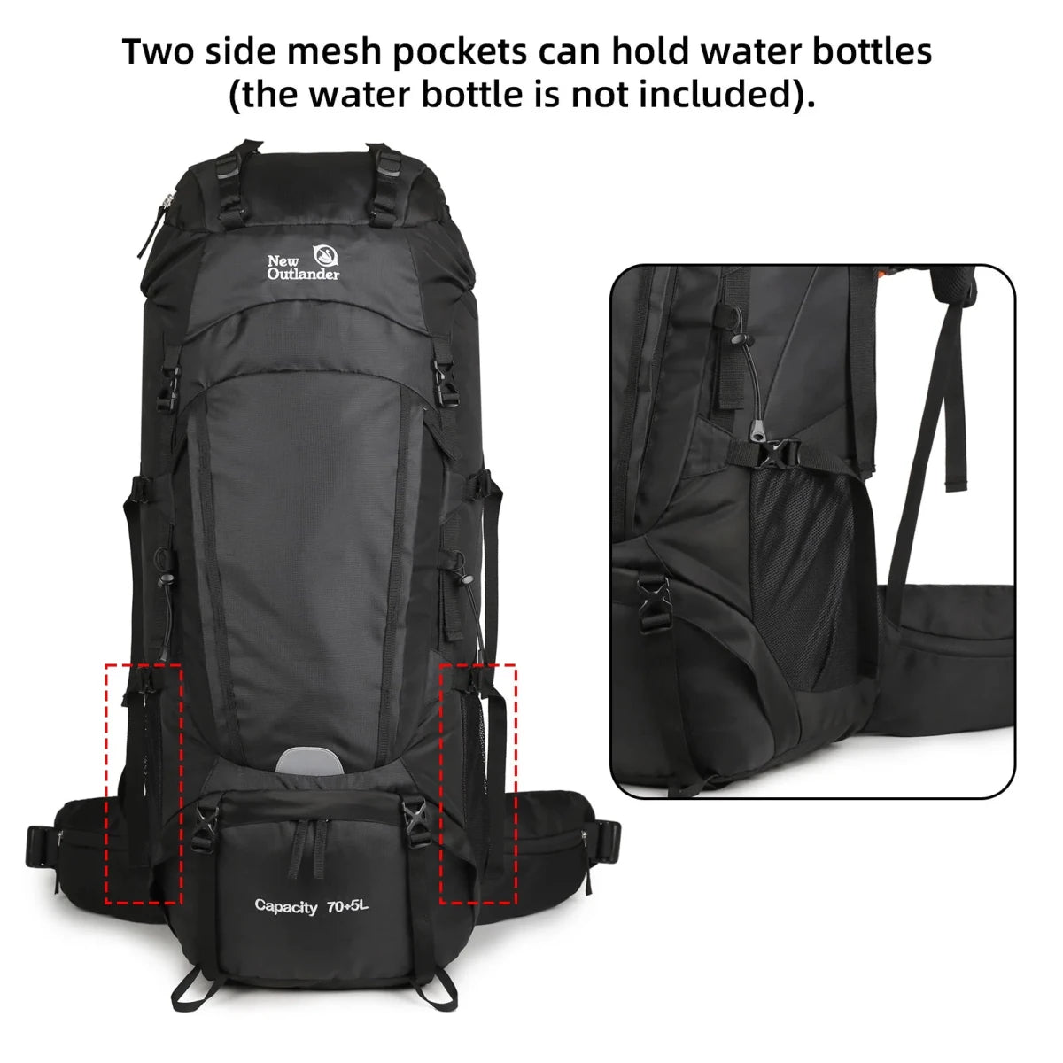 Sac à dos grande randonnée avec housse de pluie 2kg "New Outlander - 75L" - Planète Rando