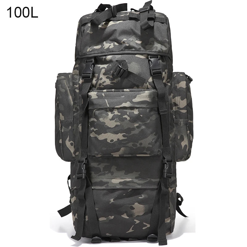Sac à dos tactique avec housse de pluie 100L résistant 900D "L&Q Army - BL023" - Planète Rando