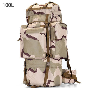 Sac à dos tactique avec housse de pluie 100L résistant 900D "L&Q Army - BL023" - Planète Rando