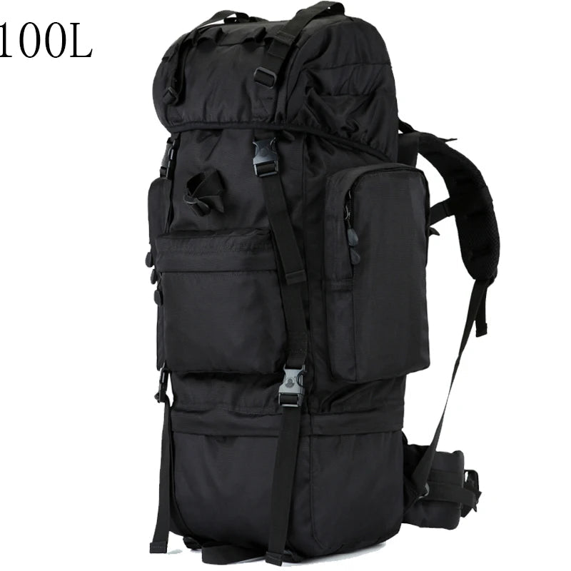 Sac à dos tactique avec housse de pluie 100L résistant 900D "L&Q Army - BL023" - Planète Rando