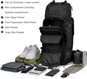 Sac à dos tactique grande capacité 75L avec MOLLE systeme "Mardingtop - M6312" - Planète Rando