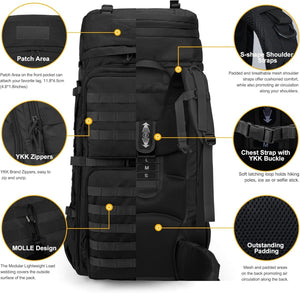 Sac à dos tactique grande capacité 75L avec MOLLE systeme "Mardingtop - M6312" - Planète Rando