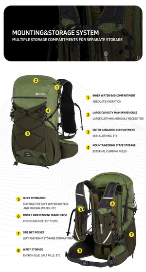 Sac à dos ultraléger pour le trekking et le trail 30L "ANMEILU - AML1066" - Planète Rando