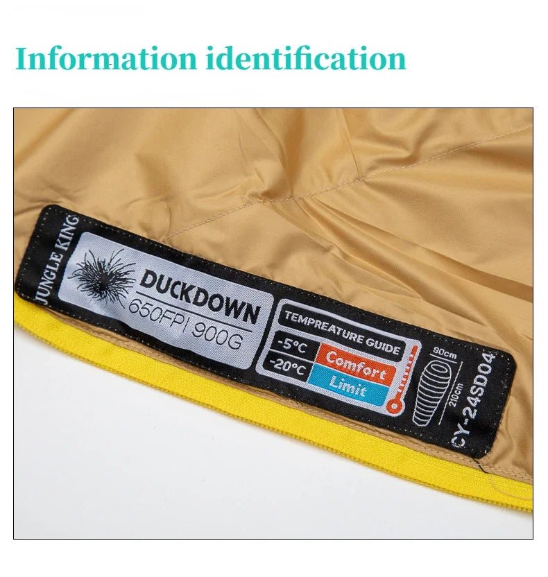Sac de couchage en duvet de canard 650FP confort -5°C "JUNGLE KING - CY24SD04" - Planète Rando