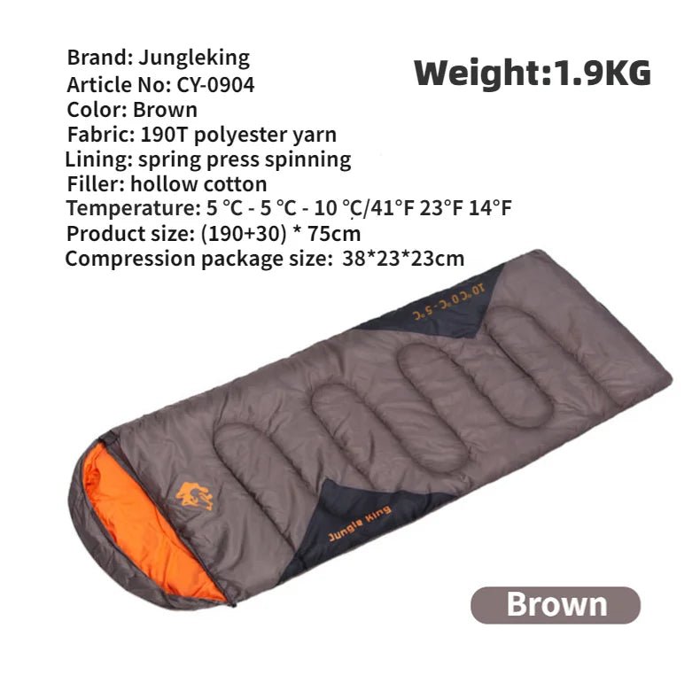 Sac de couchage synthétique imperméable jusqu'à - 5°C confort "JUNGLEKING - CY0904" - Planète Rando