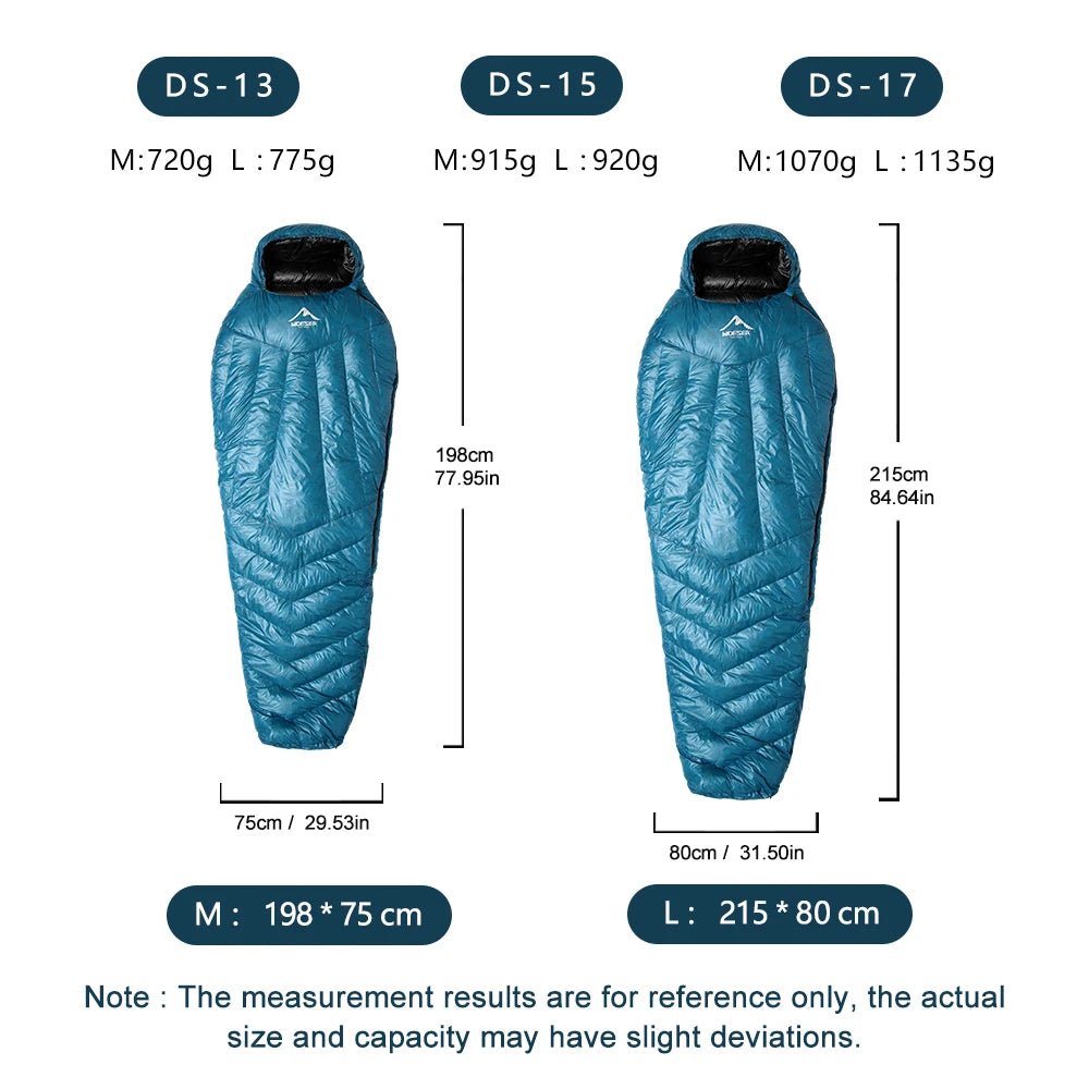 Sac de couchage ultralight en duvet de canard 800 FP & nylon imperméable RDS "Widesea - DS Series" - Planète Rando