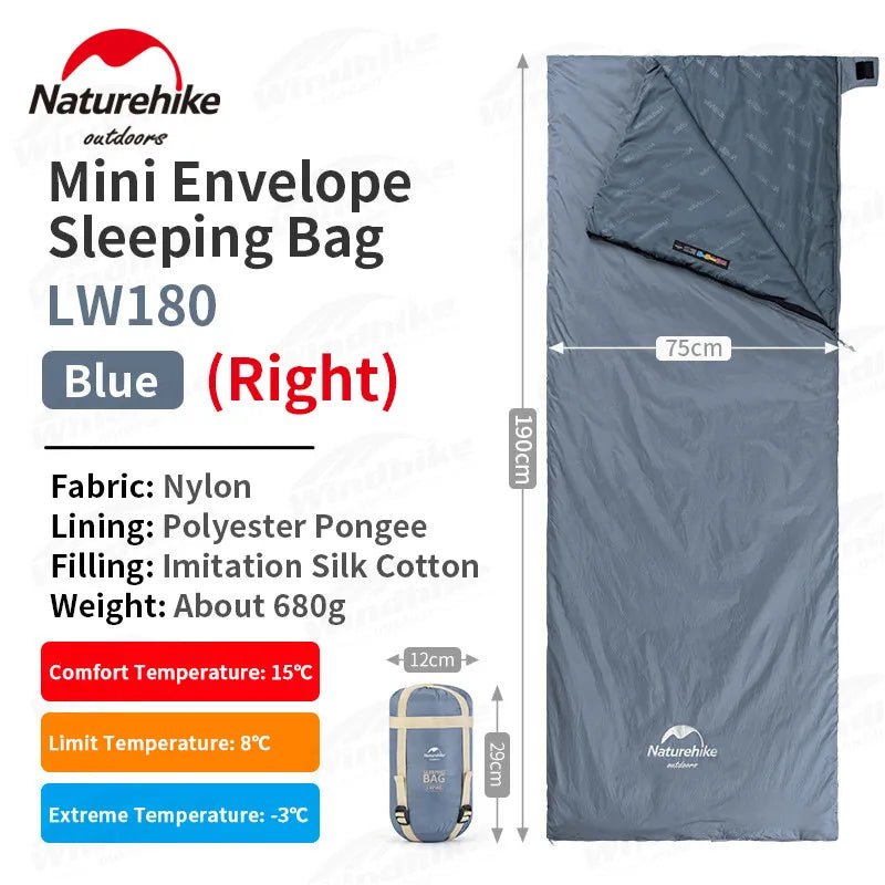 Sac de couchage ultralight & imperméable +15°C (à partir de 680g) "Naturehike - LW180" - Planète Rando
