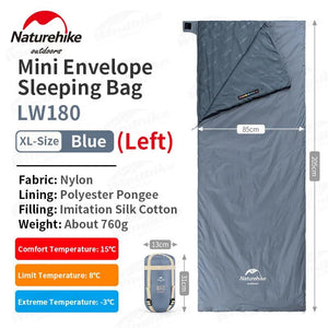Sac de couchage ultralight & imperméable +15°C (à partir de 680g) "Naturehike - LW180" - Planète Rando