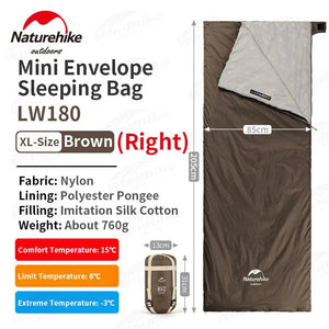 Sac de couchage ultralight & imperméable +15°C (à partir de 680g) "Naturehike - LW180" - Planète Rando