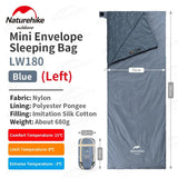 Sac de couchage ultralight & imperméable +15°C (à partir de 680g) "Naturehike - LW180" - Planète Rando