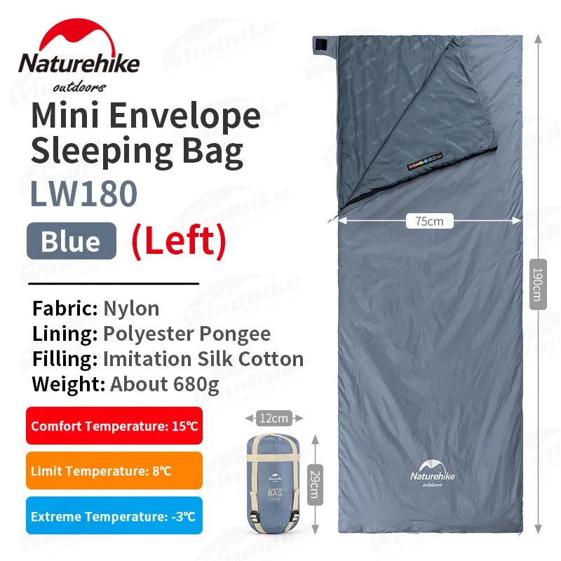 Sac de couchage ultralight & imperméable +15°C (à partir de 680g) "Naturehike - LW180" - Planète Rando