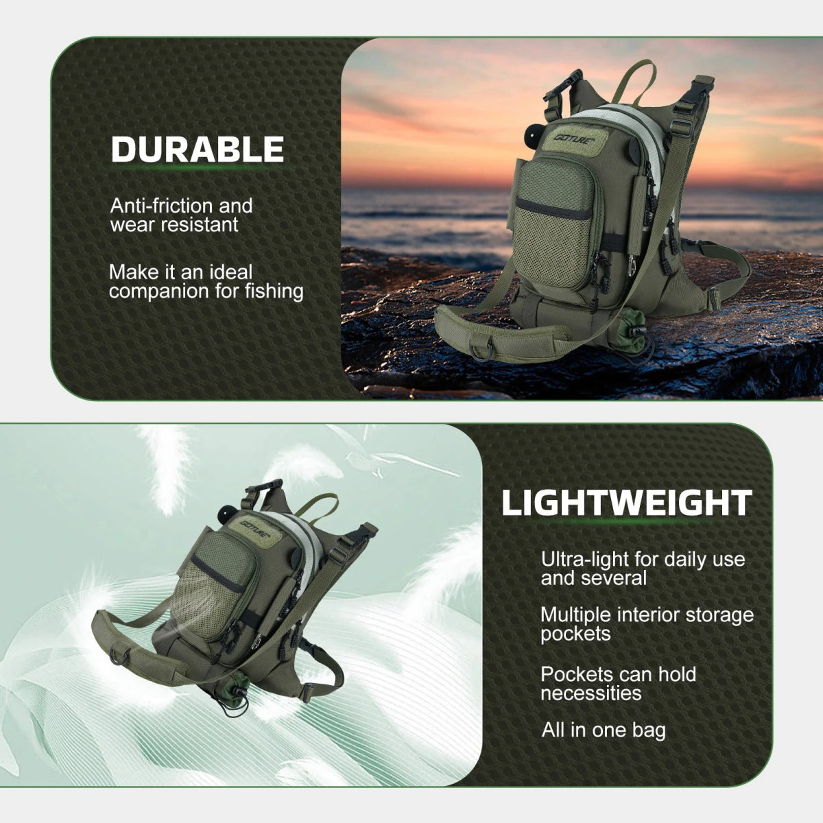 Sac de poitrine ultra - léger et imperméable multi - poches "Goture - E12064" - Planète Rando